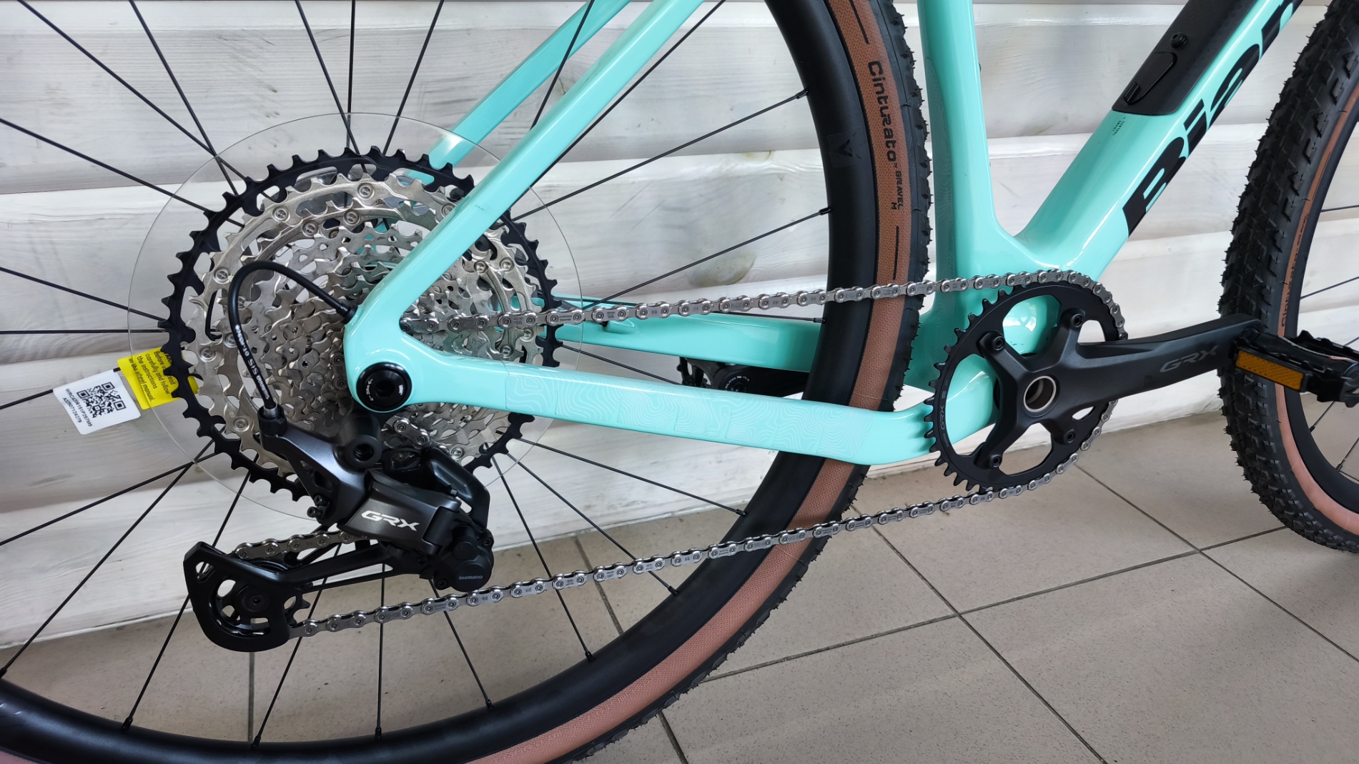 Zbliżenie napędu Bianchi Arcadex Comp GRX Celeste XS — Zbliżenie napędu